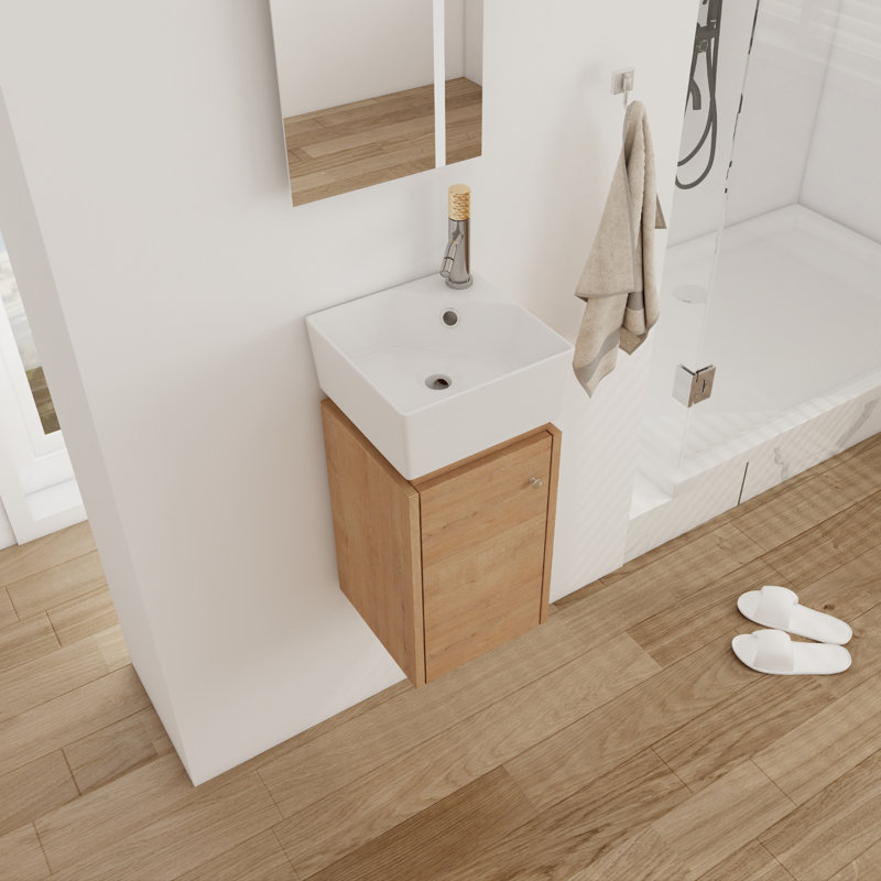 Meuble-lavabo simple avec plateau 12,34 po Lashonne, Chêne