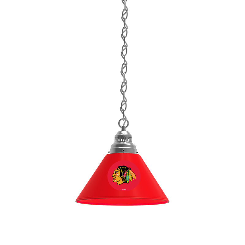 Luminaire suspendu conique 1 lumière NHL, Chrome, Chicago Blackhawks - Red