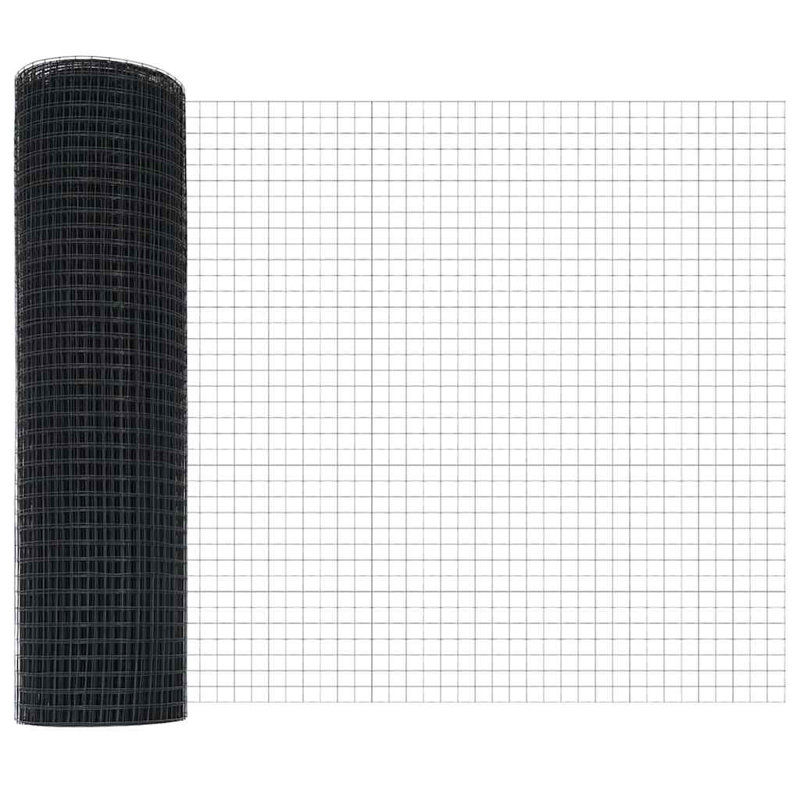 Vidaxl Fence With Posts Steel, Grey, 60cm H x 2500cm W x 2.7cm D