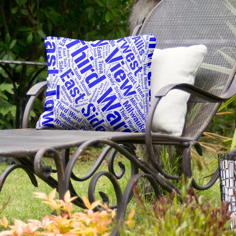 Coussin décoratif intérieur/extérieur milwaukee, Non, H 16 po x l 16 po, Bleu
