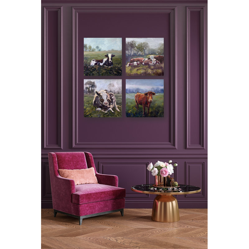 Cow Print by John Beard, Black Floater Framed, 24" H x 24" W x 3" D