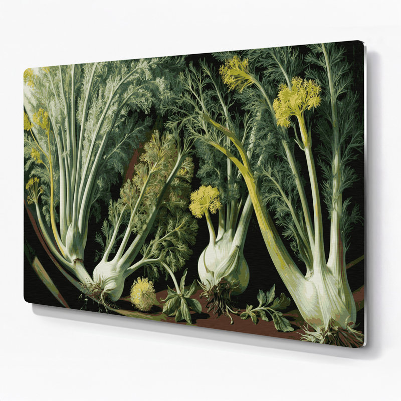 Art mural en métal vert légumes Fenouil, H 11 po x l 14 po