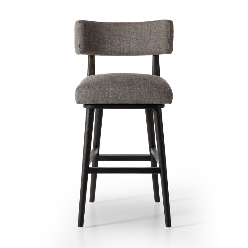 Natural Wood Swivel Counter Stool with Upholstered Seat
