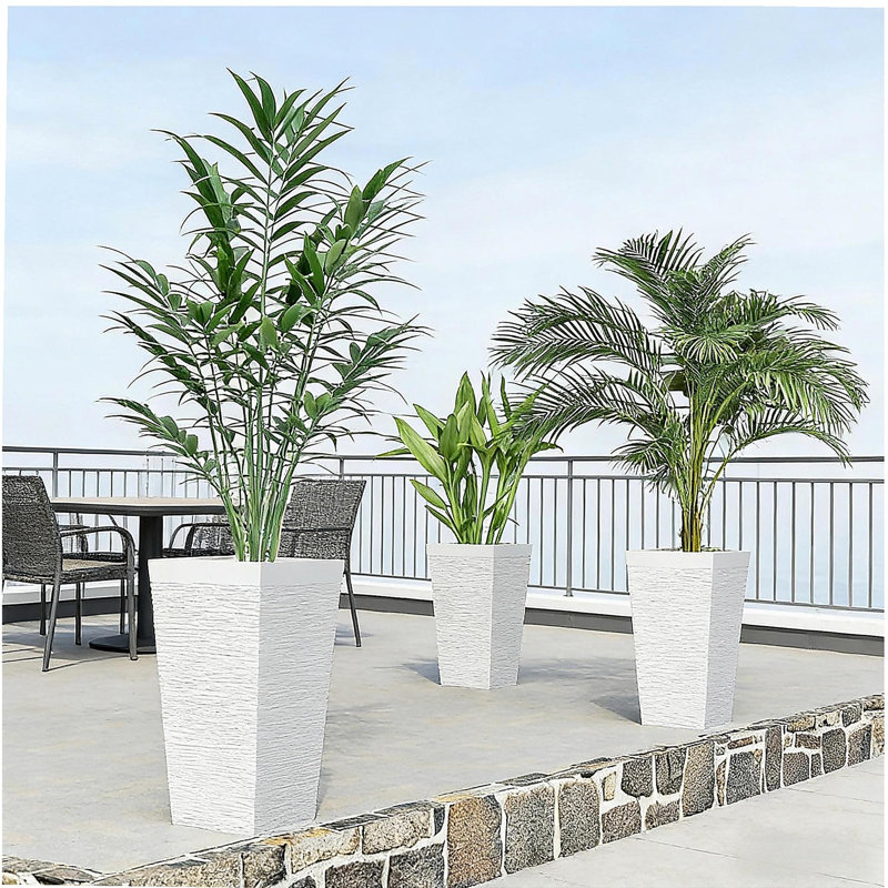 Ensemble de 3 jardinières empilables et effilées, H 23 po x l 12 po x P 12 po, Blanc