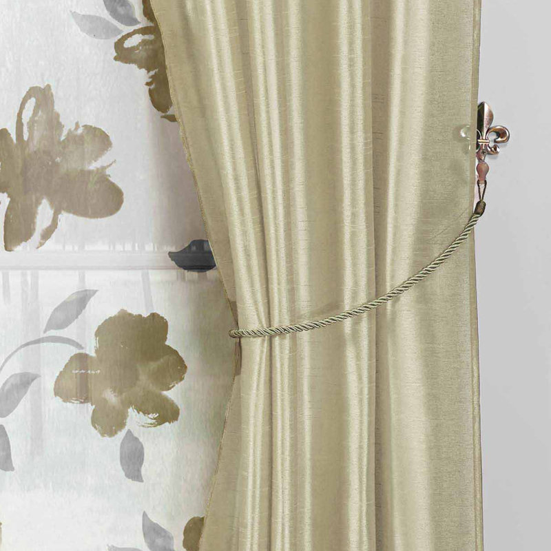 Rideau en polyester Jorgan, Taupe / Blanc