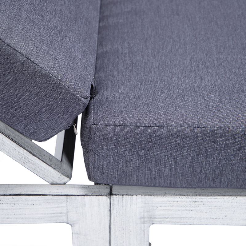 Chelsea Outdoor Metal Chaise Lounge , Cushion Included, Blue, Weathered Gray