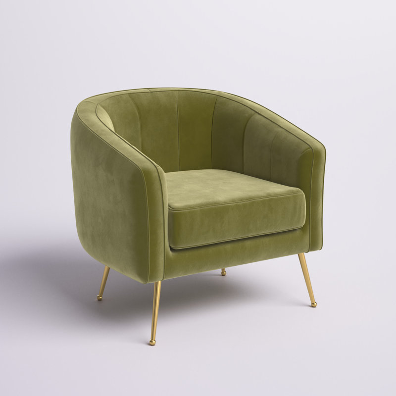 Lucciano Velvet Barrel Chair, Olive