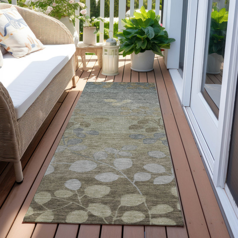 Tapis kaki Xhevrie intérieur / extérieur lavable à la machine, Tapis de couloir 2 pi 3 po x 7 pi 6 po