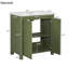 Meuble-lavabo de style rustique de 30 pouces avec lavabo en céramique, poignées de porte cachées, tablette réglable et charnières à fermeture en douceur avec armoire olive, rangement spacieux-766247796-766247797