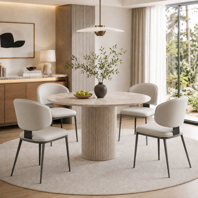  Chaises de salle à manger modernes en similicuir avec pieds en métal et chaises rembourrées ergonomiques (ensemble de 4)