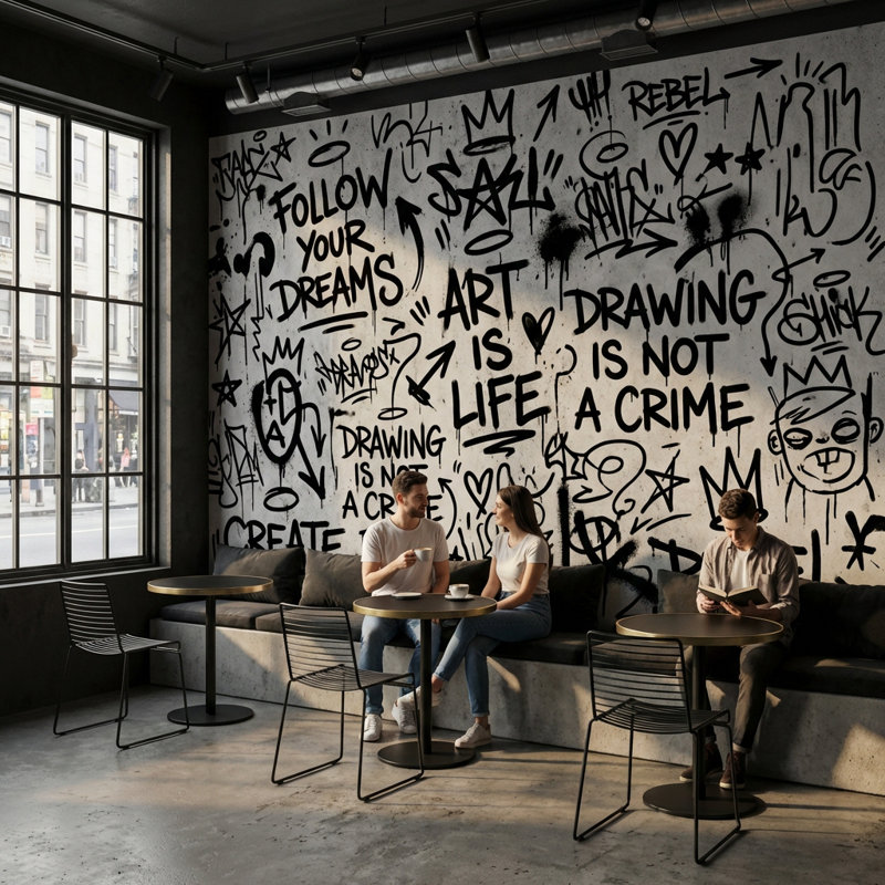Papier peint graffiti Urban Rebellious, 120 po x 96 po, Texturé non collé