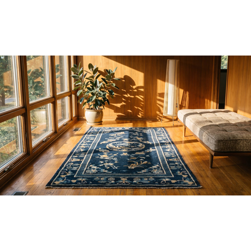 Tapis chinois antique chinois en laine noué à la main de petite taille rectangulaire d'époque des années 1930