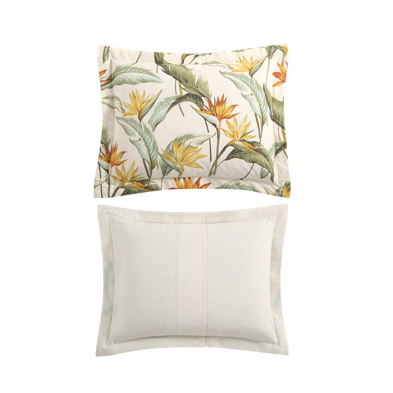 Ivory and Green Cotton Reversible Full Comforter Set