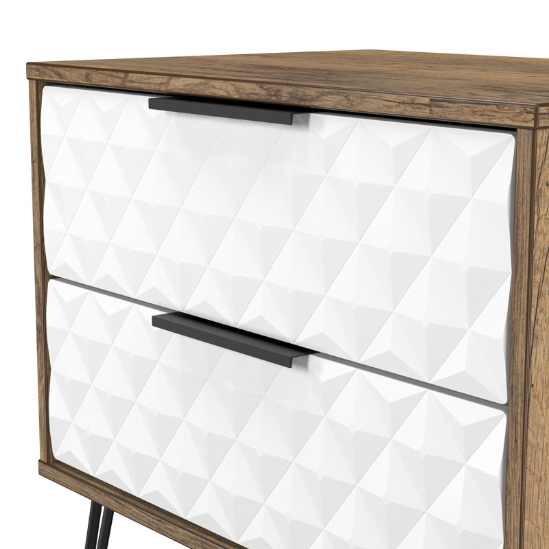 Harlequin 58cm W Manufactured Wood Bedside Table, White/Brown