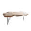 Table basse de salon en bois de teck brun fait à la main avec pieds en épingle à cheveux en métal noir, 43 po x 24 po x 17 po-2099701978