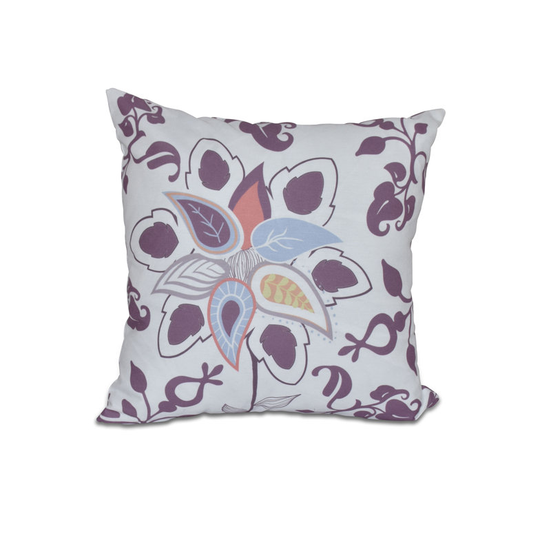 Housse de coussin rectangulaire d'extérieur à motif cachemire Botanical Blooms, 18 po x 18 po, Mauve