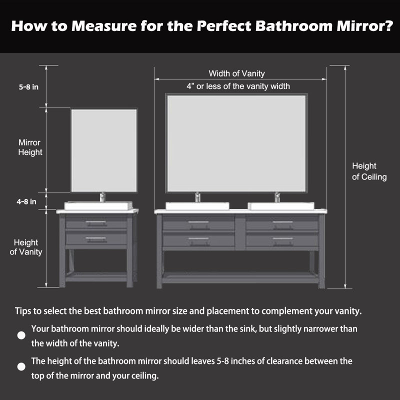 Miroir de salle de bain Albane, Gris cendrier, 48 po x 36 po