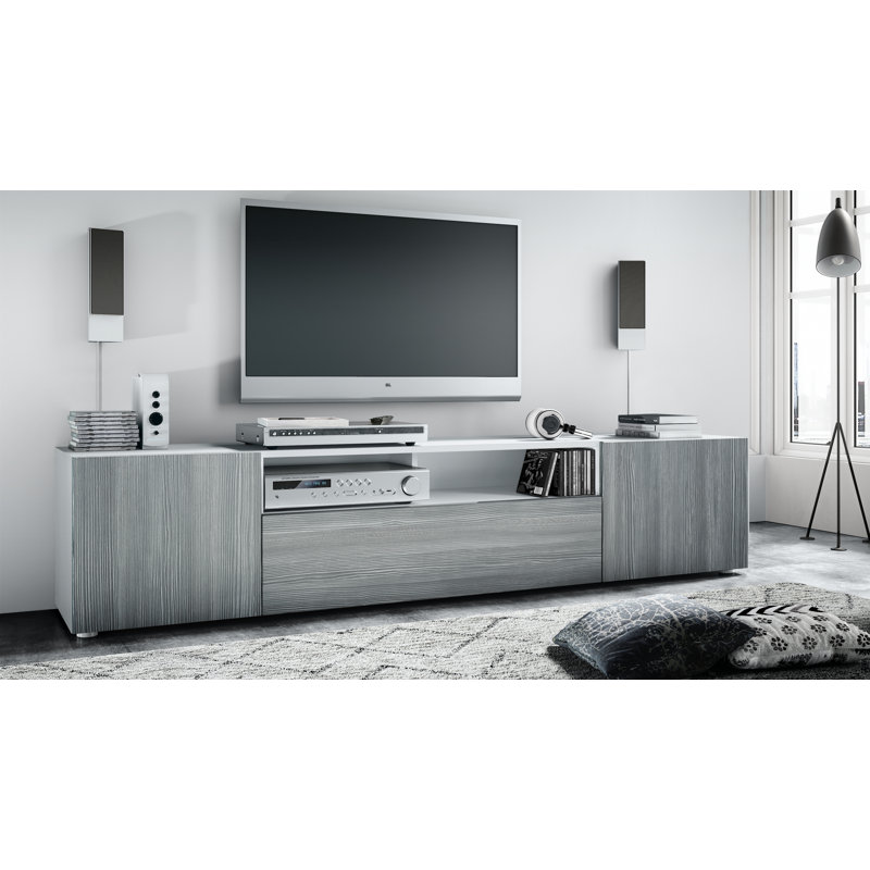 Akaki Unfinished TV Stand for TVs up to 78", Avola Anthracite front/White top