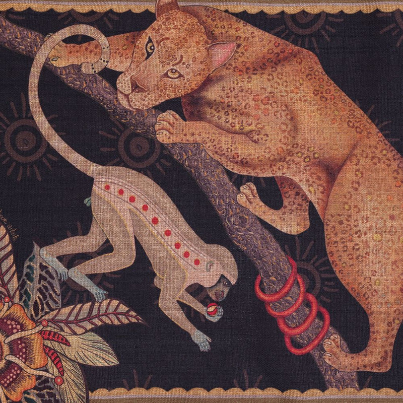 Monkey Tales Table Runner - Linen, 94" L, Night