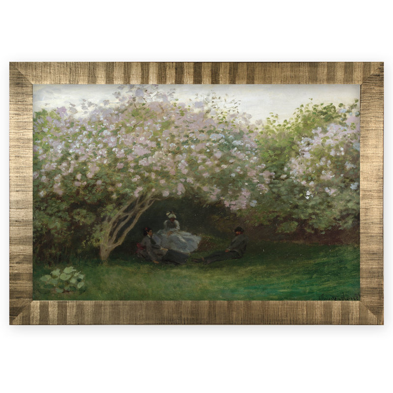 « lilacs gray weather » par claude monet, reproduction de peinture à l’huile, H 29 po x l 41 po x P 2 po, Pas de tapis