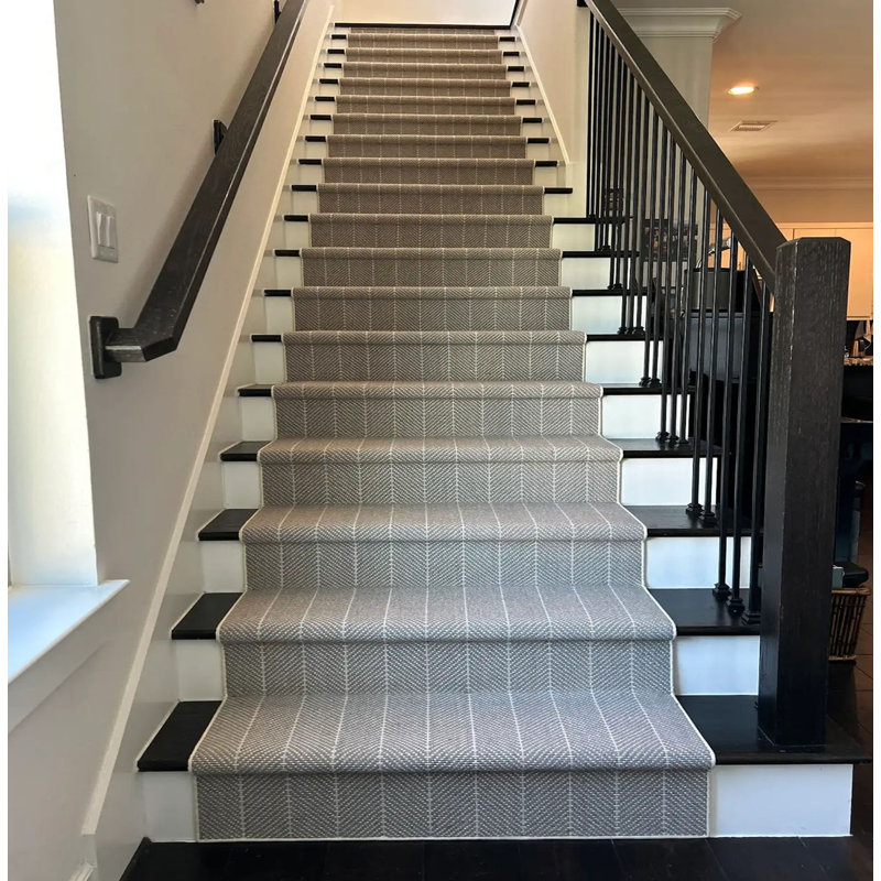Tapis de couloir en laine fait à la main sur mesure, Tapis de couloir 2 pi 7 po x 25 pi