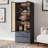 23.6''w Gray Glass Display Cabinet With Storage For Collectibles, Wood 3-tier Display Case With Glass Doors And 2 Drawers , Modern Hutch Curio Cabinet For Living Room And Kitchen, Pack Of Two-1022635209