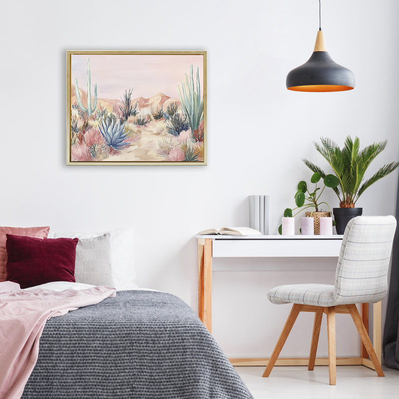 Cadre flottant Pastel Desert Wonderland, design par Ramona Murdock, H 17 po x l 21 po, Cadre flottant métallique doré