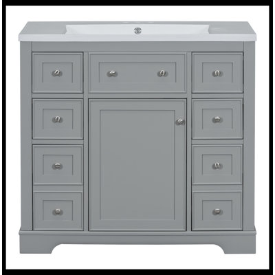 Meuble-lavabo simple 36 po avec plateau en céramique Mushaim