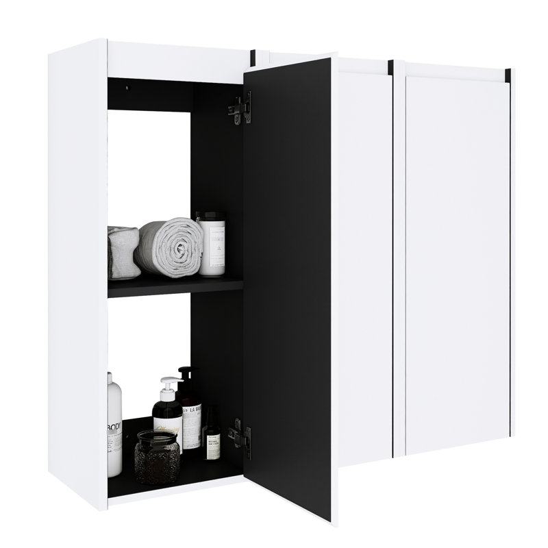 Armoire murale de salle de bain 12 po, fixation murale, 3 portes à fermeture douce, blanc moderne, armoire de rangement abondante 12 po, choix