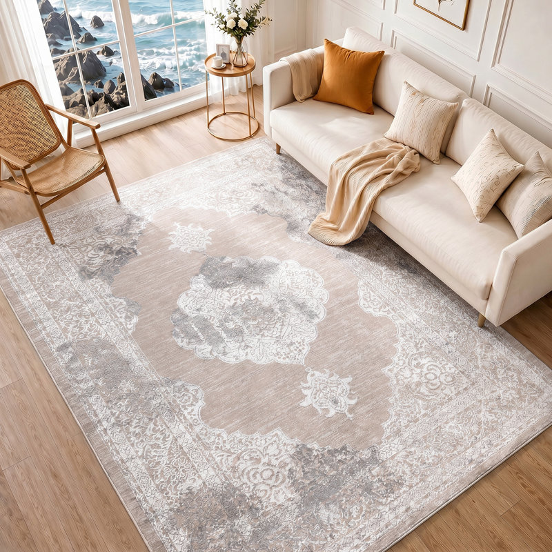 Machine Woven Beige/Cream/Grey/White Indoor Rug, Rectangle 80 x 150cm