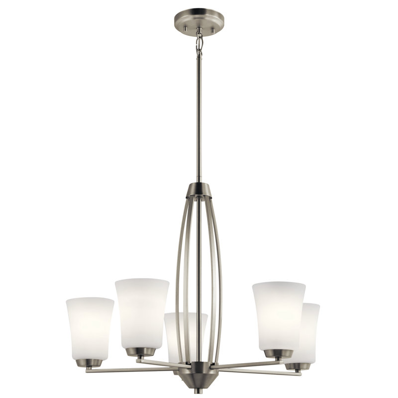 Tao 5 - Light Dimmable Classic / Traditional Chandelier, Brushed Nickel