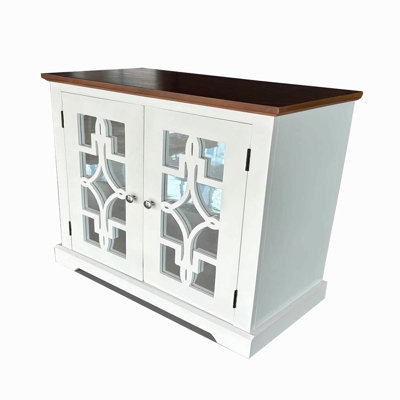 Accent Solid Wood Cabinet W/ Mirror Door & Shelf