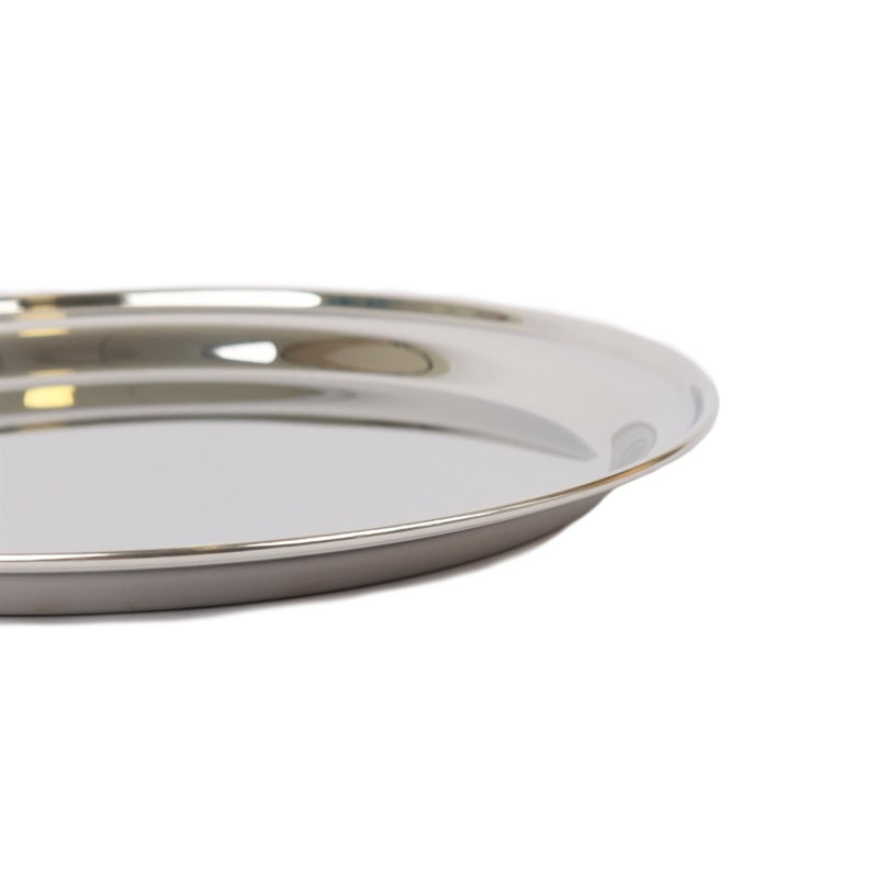 Argon Tableware - Round Stainless Steel Serving Tray Platters - Set of 6, 2cm H x 25.50cm L x 25.50cm W