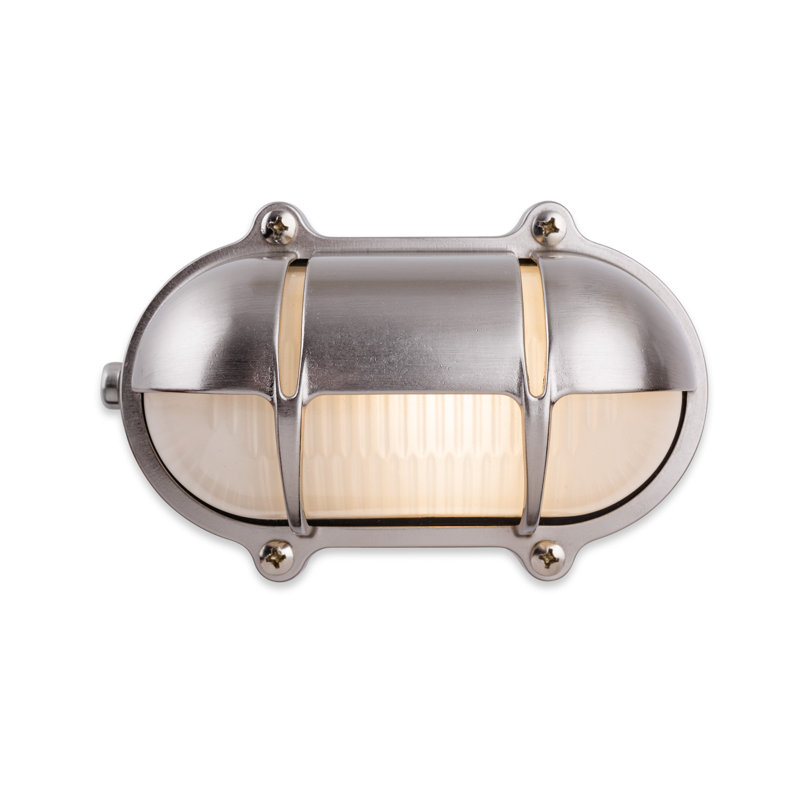 4.33cm H Frosted Glass Outdoor Bulkhead Light, Nickel
