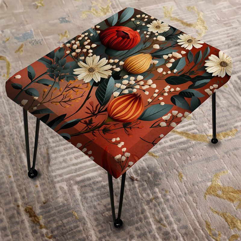 Rustic Bohemian Bliss Floral Pattern - Floral Rectangle Ottoman