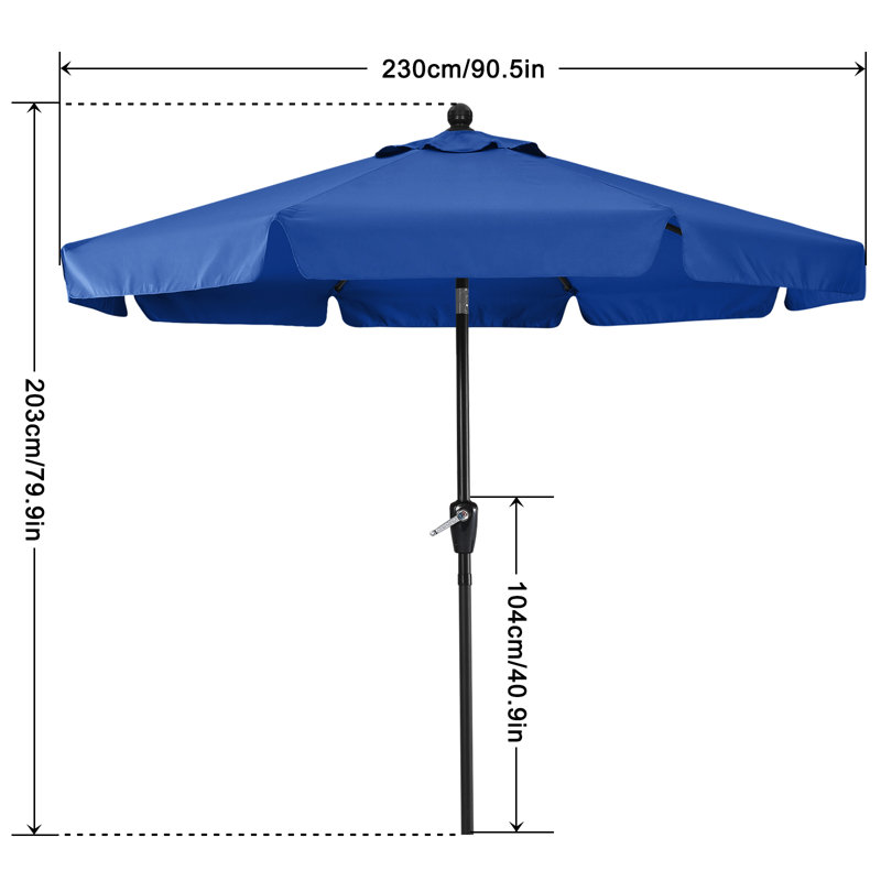 Parasol de marché 9 pi Hobert, H 79,9 po x l 90,5 po x P 90,5 po, Bleu