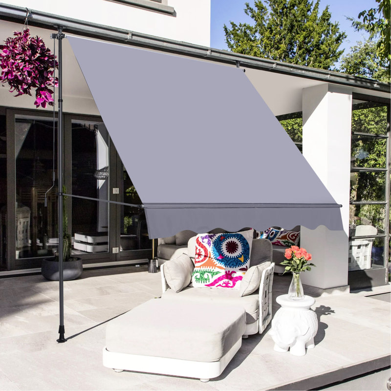 Pare-soleil rétractable de 118 po avec protection en tissu et poteaux de soutien