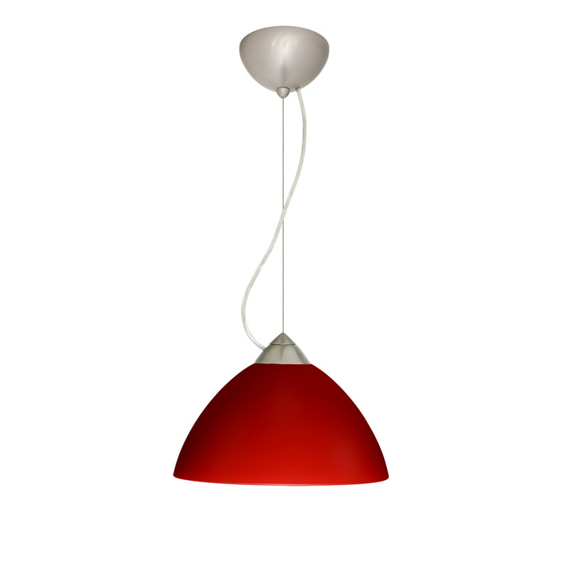 Tessa 1 - Light Single Pendant, Satin Nickel, LED, Red Matte