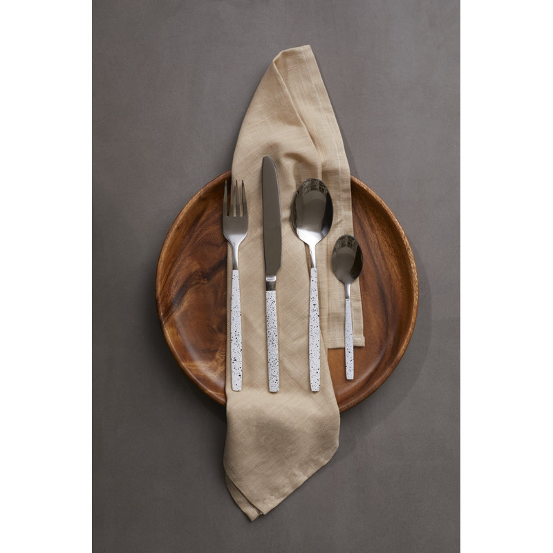 Laith 16 Piece Cutlery Set, Service for 4, White Marble