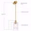 Mini-luminaire suspendu 1 lumière en verre côtelé doré doux, hauteur de suspension réglable, luminaire parfait pour îlots de cuisine, bars, chambres à coucher | Abat-jour en verre de 5 po de diamètre-131094072