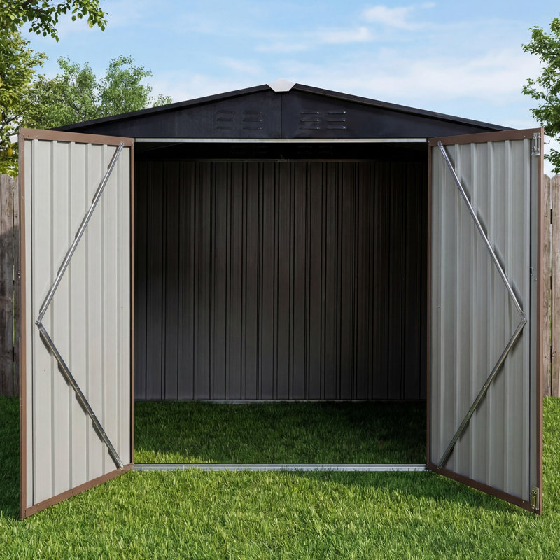 8 ft. W x 6 ft. D Metal Storage Shed with Metal Base Frame Kit