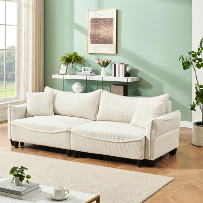 Housse de coussin amovible en velours côtelé beige avec cadre - investissement à long terme