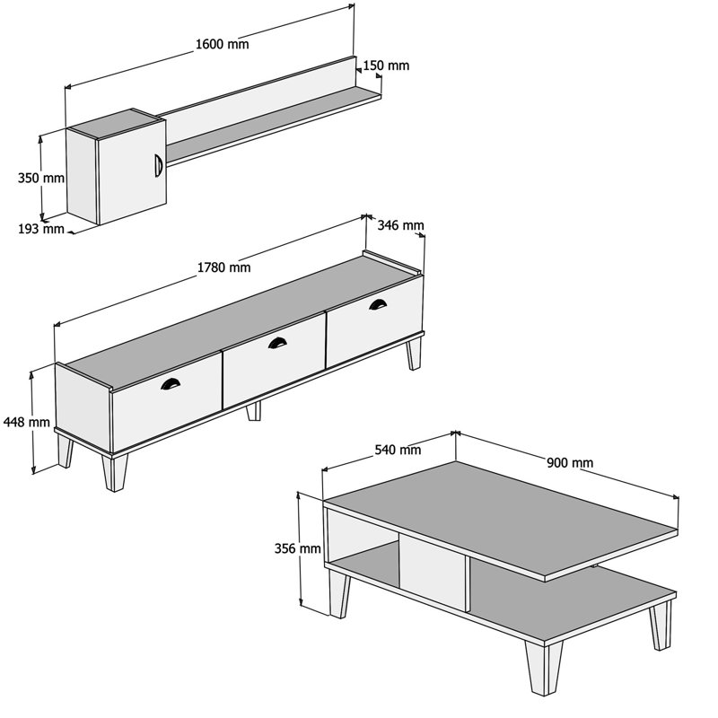 Dielle Unfinished TV Stand for TVs up to 78"