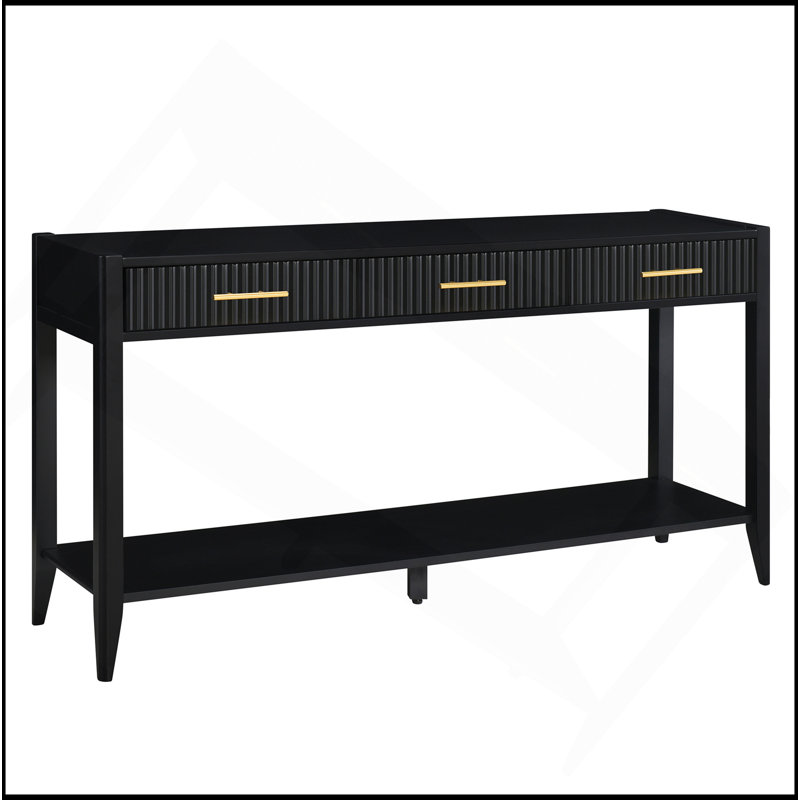 60" Painted Console Table With 3 Drawers,Wooden Entryway Table With Storage Shelf, Farmhouse Sofa Table For Living Room, Hallway,Entryway, Foyer, Corridor(Black)