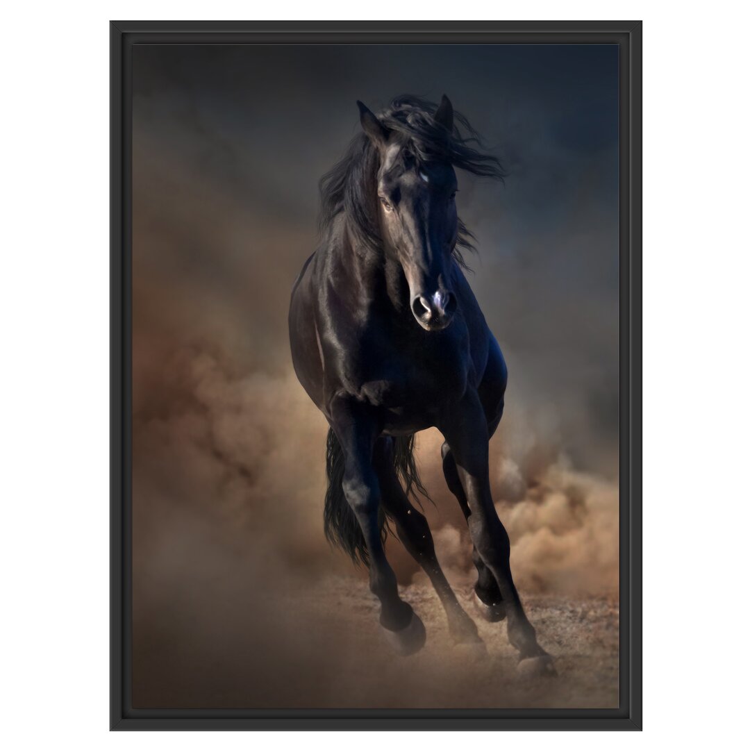 Gerahmtes Wandbild Elegantes schwarzes Pferd