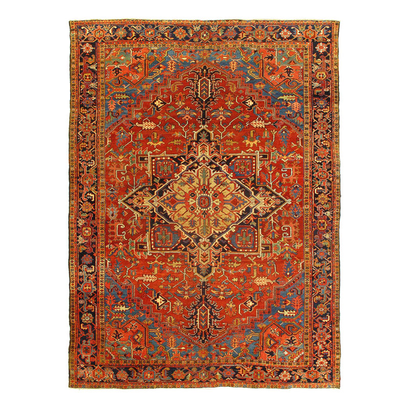 Tapis rouille antique Heriz Serapi 8 pi x 11 pi