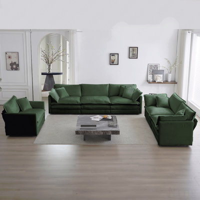3-Piece Sofa For Small Apartments Modern Sofa Couch, 3 Piece Set Extra Deep Seat Sectional Sofa For Living Room, Oversized Sofa, 3 Seat Sofa, Loveseat