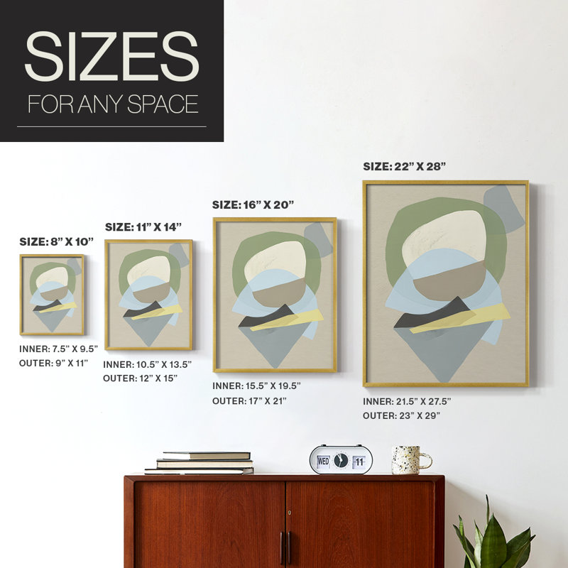 «Mod Shape Stack I», reproduction encadrée - bois massif, H 21 po x l 17 po, Gold