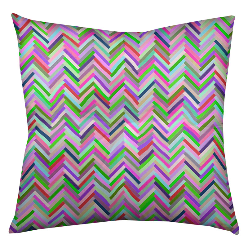 Coussin de plancher chevrons, 26 po x 26 po, Rose / Vert
