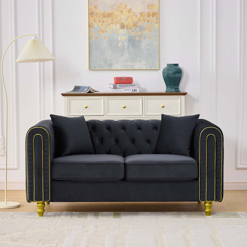 Modern Chesterfield Loveseat Sofa with Button Tufting